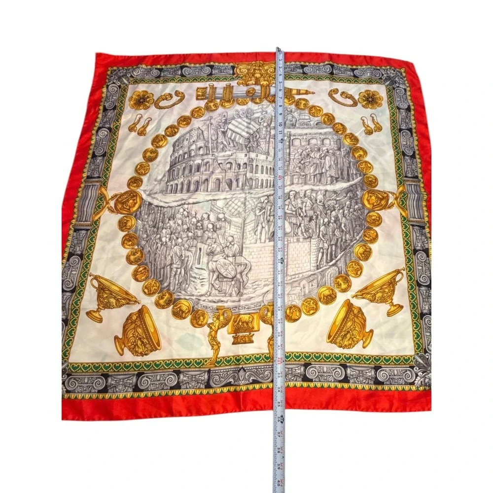 Vintage Neiman Marcus Silk Scarf Made in Italy SPQR Roman‎ Colosseum Coin 35